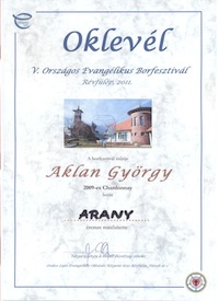 Evangélikus Borfesztivál 2011: Chardonnay 2009 - arany érem