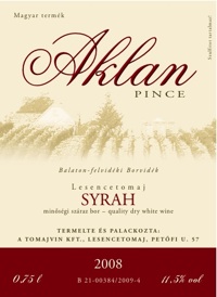 Aklan-Pince Syrah 2008